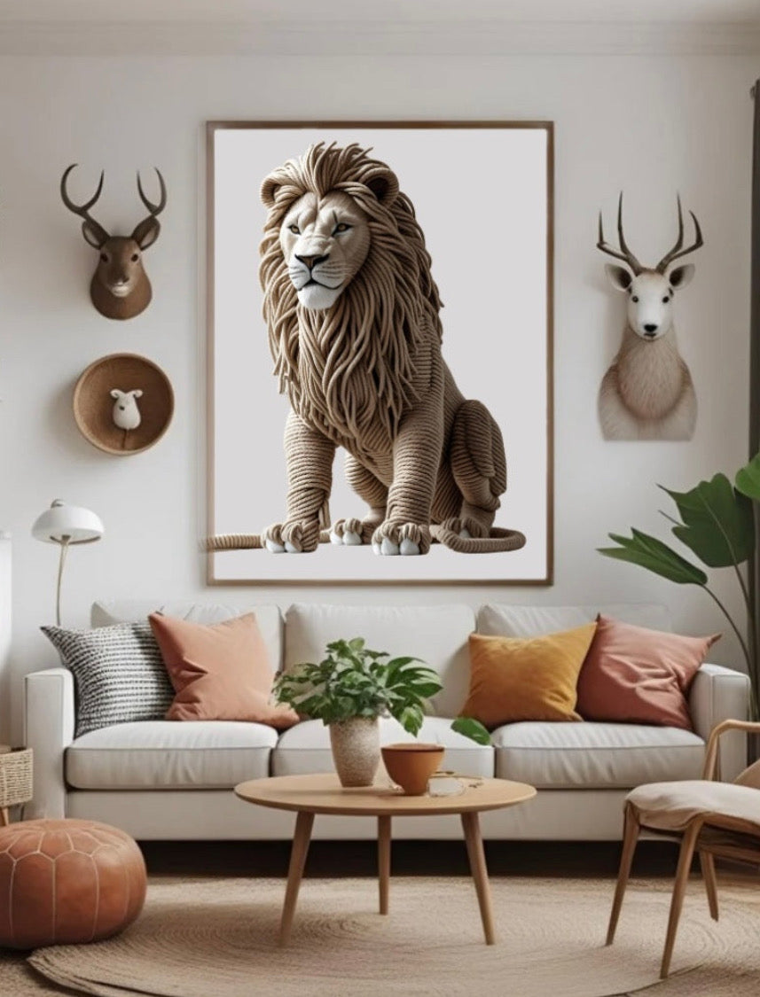 Löwe aus Seilen - Poster mit Rahmen