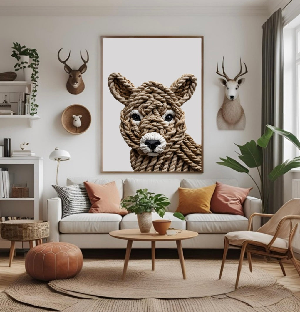 Wandbild Baby Bär – moderne Kinderzimmer-Deko mit 3D-Seilmotiv, gezeigt über Babybett