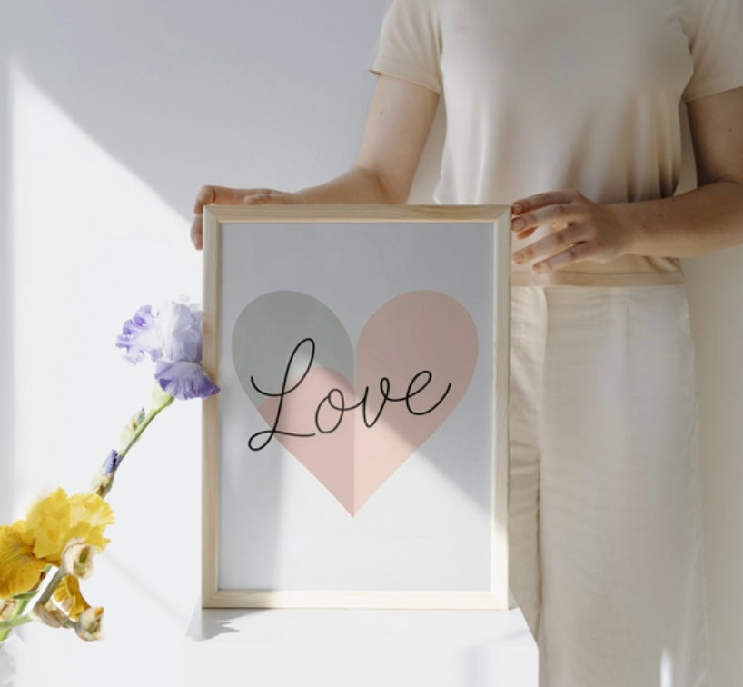 Boho Love Poster A2 A3 A4 – Herz Wandbild – Kunstdruck auf nachhaltigem Papier – Geschenk für Wohnung & Hochzeit