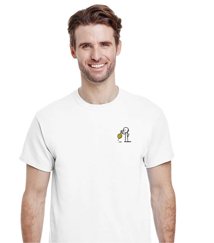 Strichmännchen trinkt Zitrone – Sommer T-Shirt | Unisex Shirt mit Stickmotiv