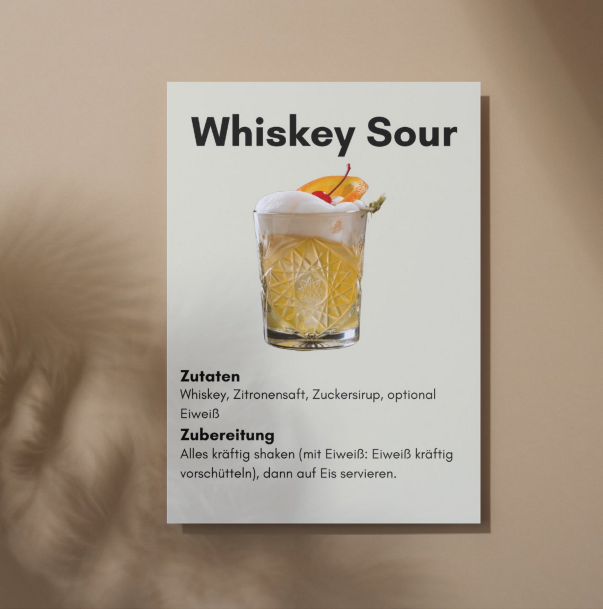 Wanddeko Whiskey Sour Cocktail – Klassische Bar-Deko mit Charakter (A2/A3/A4)
