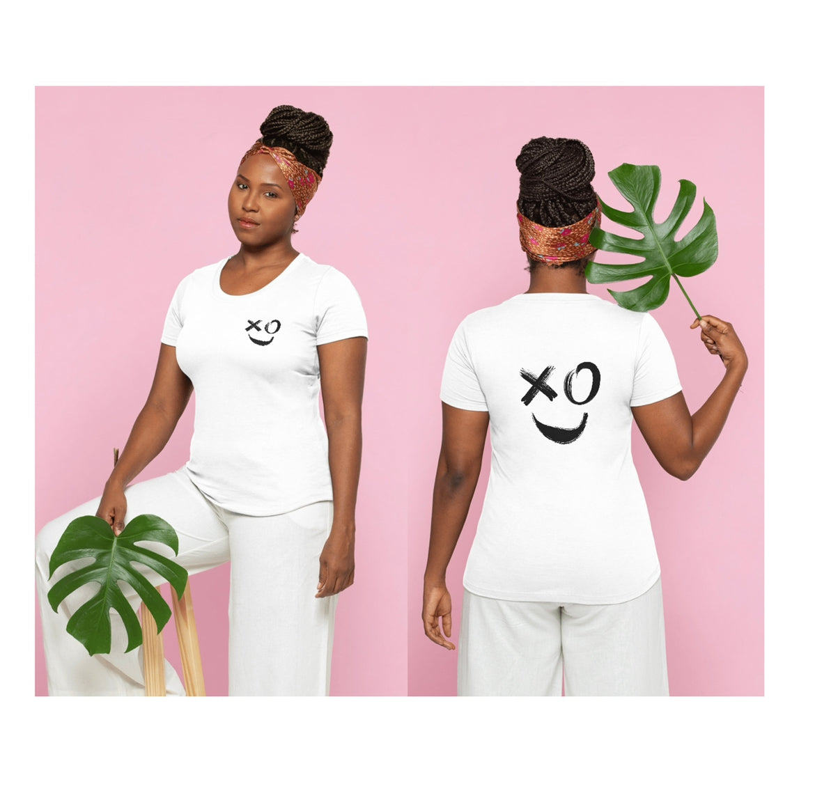 Unisex T-Shirt „XOX Smiley“ – moderner Front- & Backprint Damen & Herren