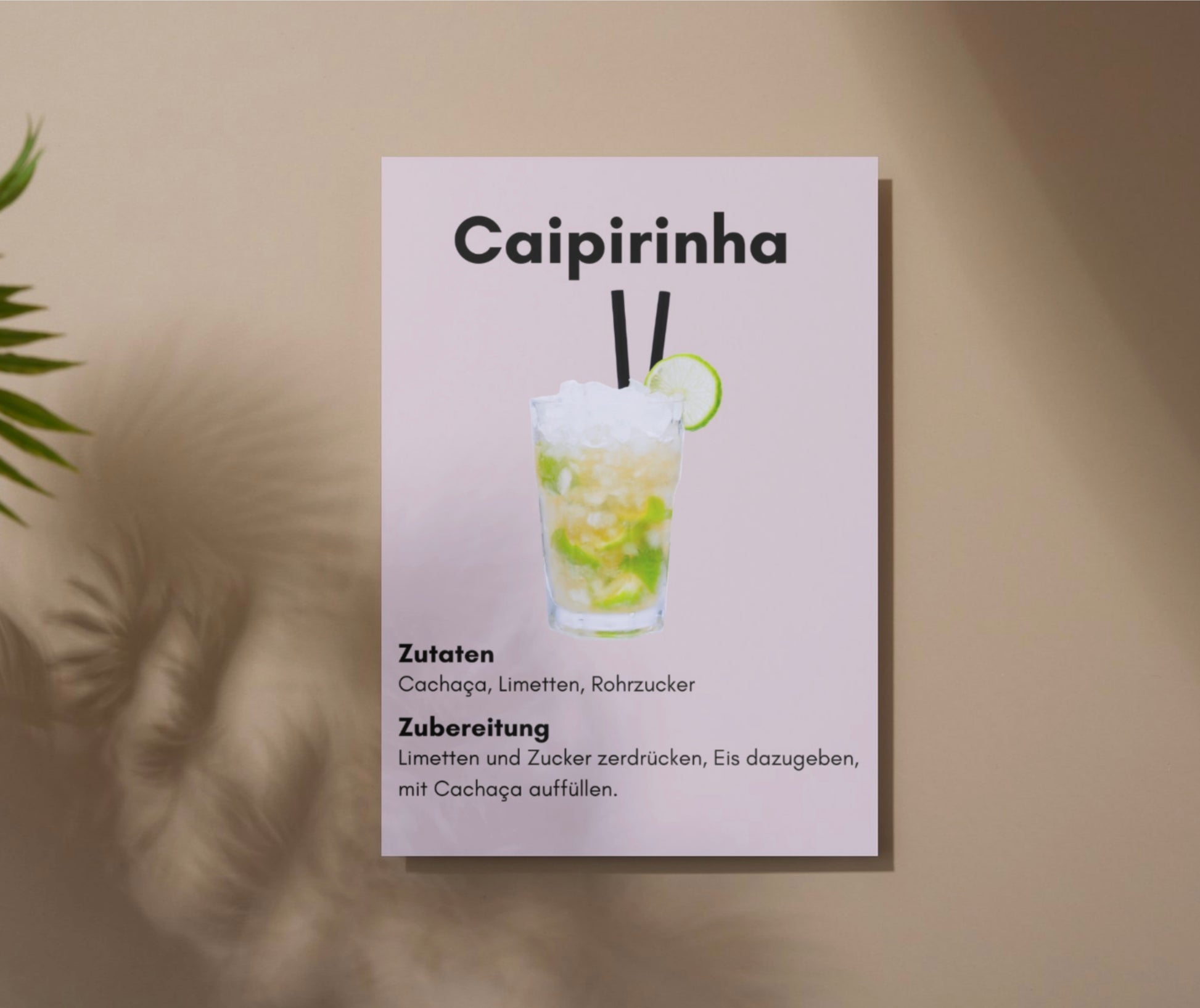 Caipirinha Cocktail Poster – Brasilianische Wandkunst für deine Bar (A2/A3/A4)