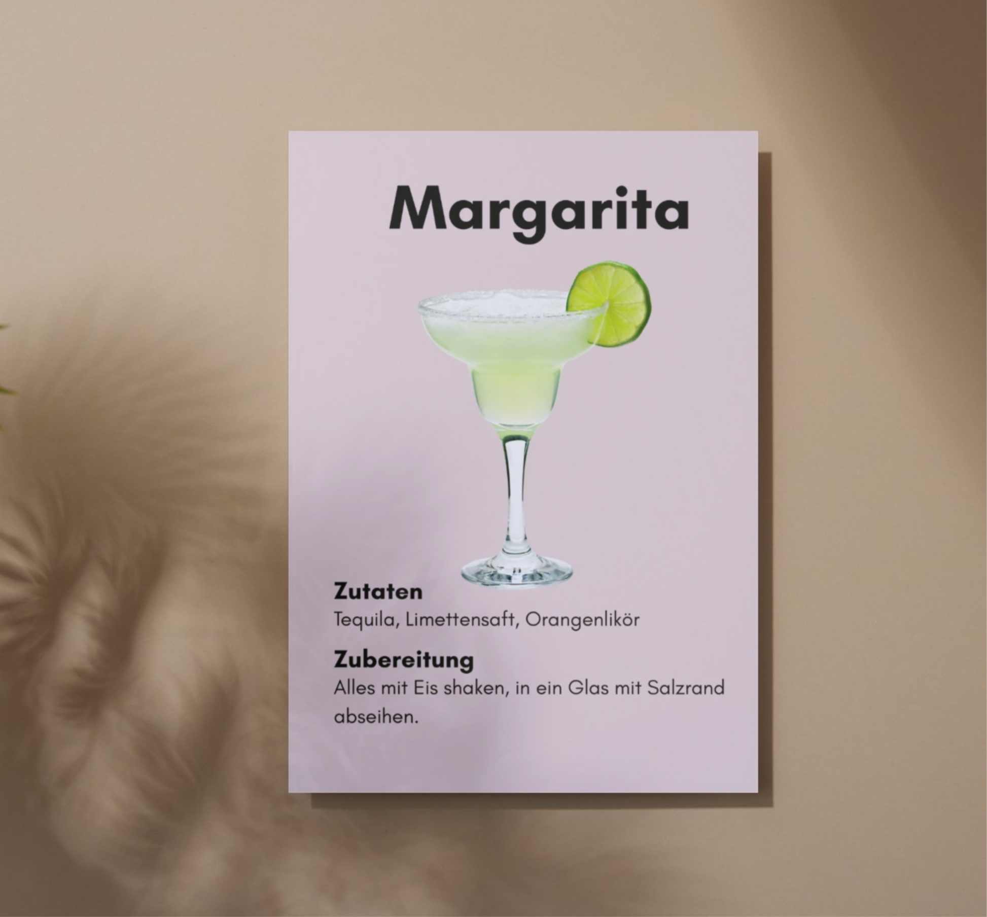 Margarita Cocktail Poster – Stilvolle Wandkunst für Liebhaber klassischer Drinks (A2/A3/A4)