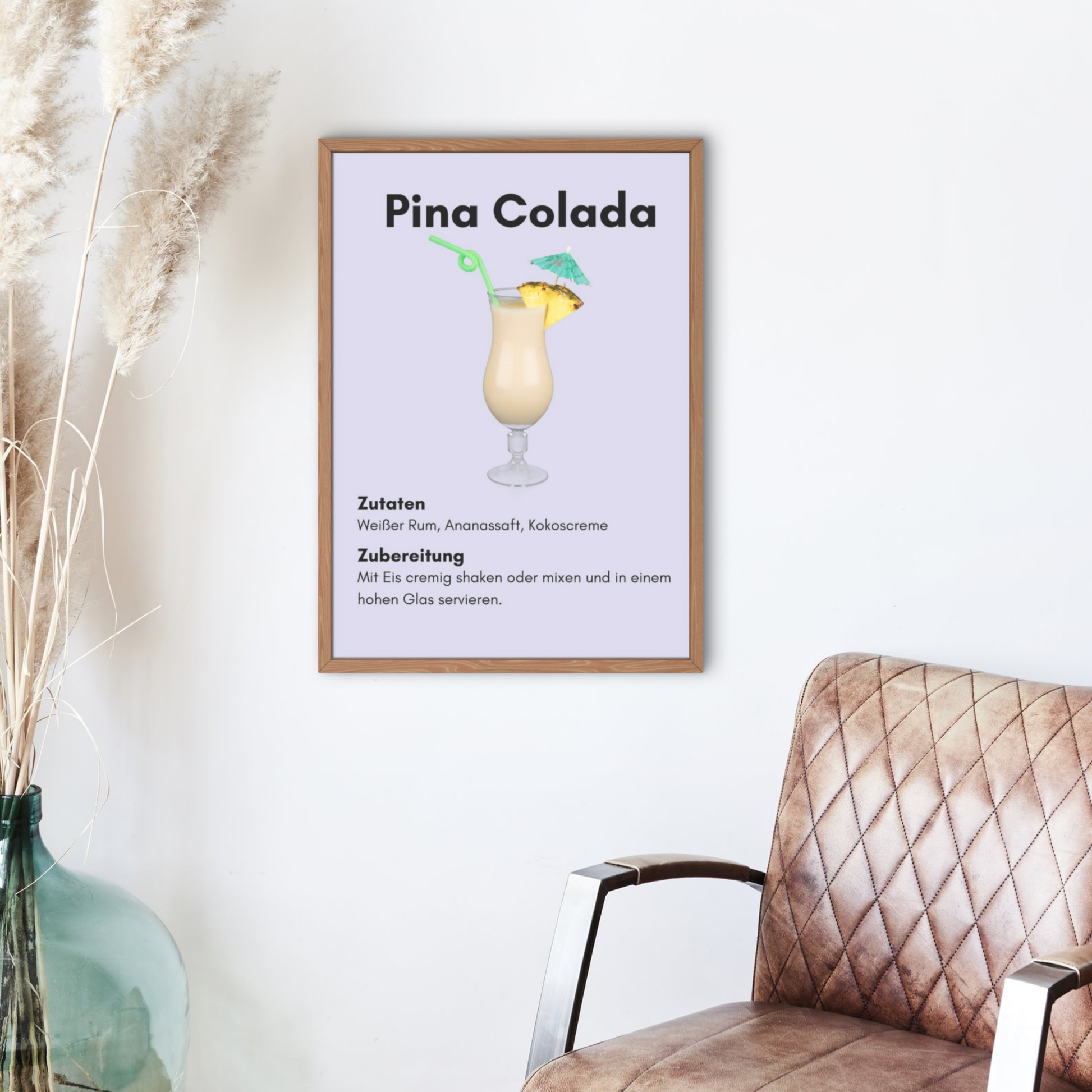 Wandbild Piña Colada Cocktail – Tropische Wanddeko mit Stil (A2/A3/A4)