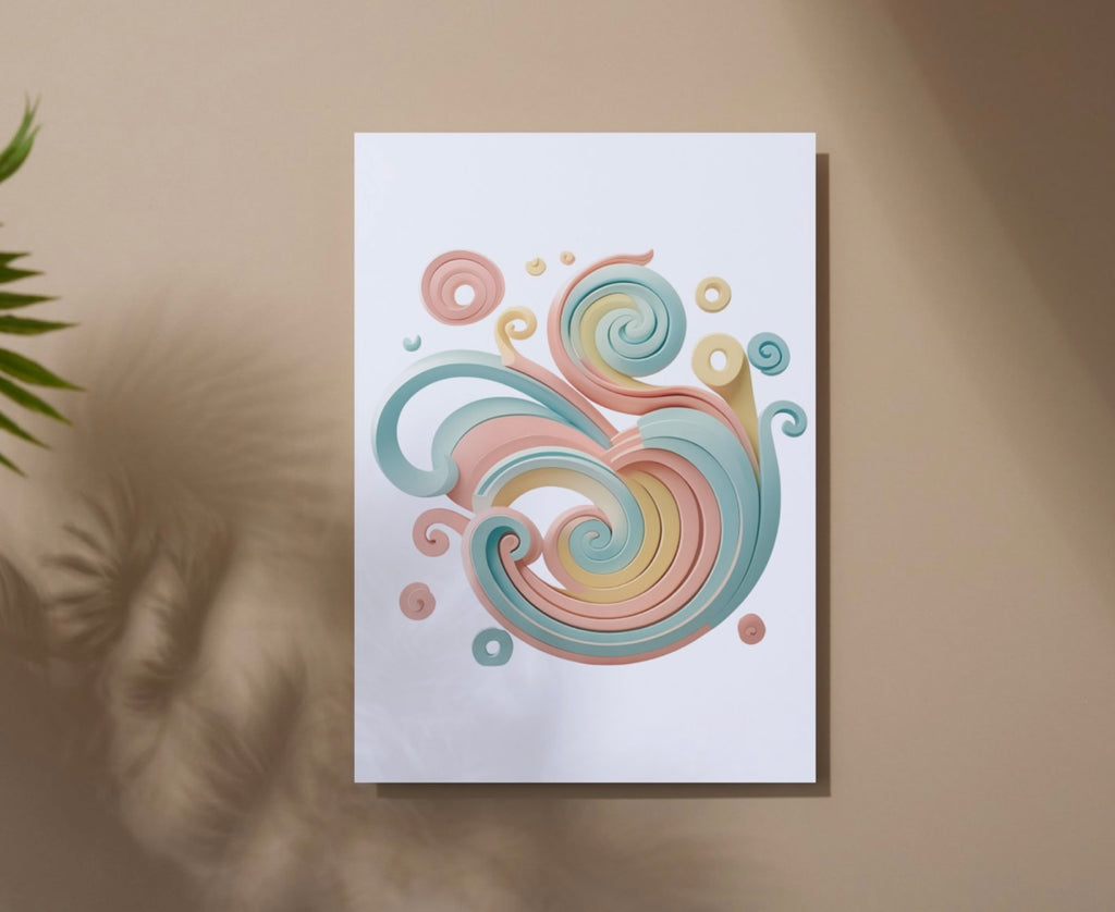 Pastell Kunstposter – Abstrakte Spiralen | Ohne Rahmen | A3 & A4