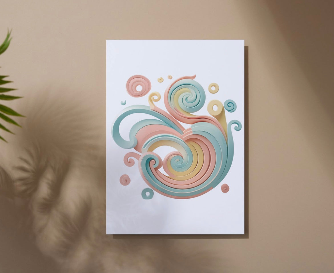 Pastell Kunstposter – Abstrakte Spiralen | Ohne Rahmen | A3 & A4