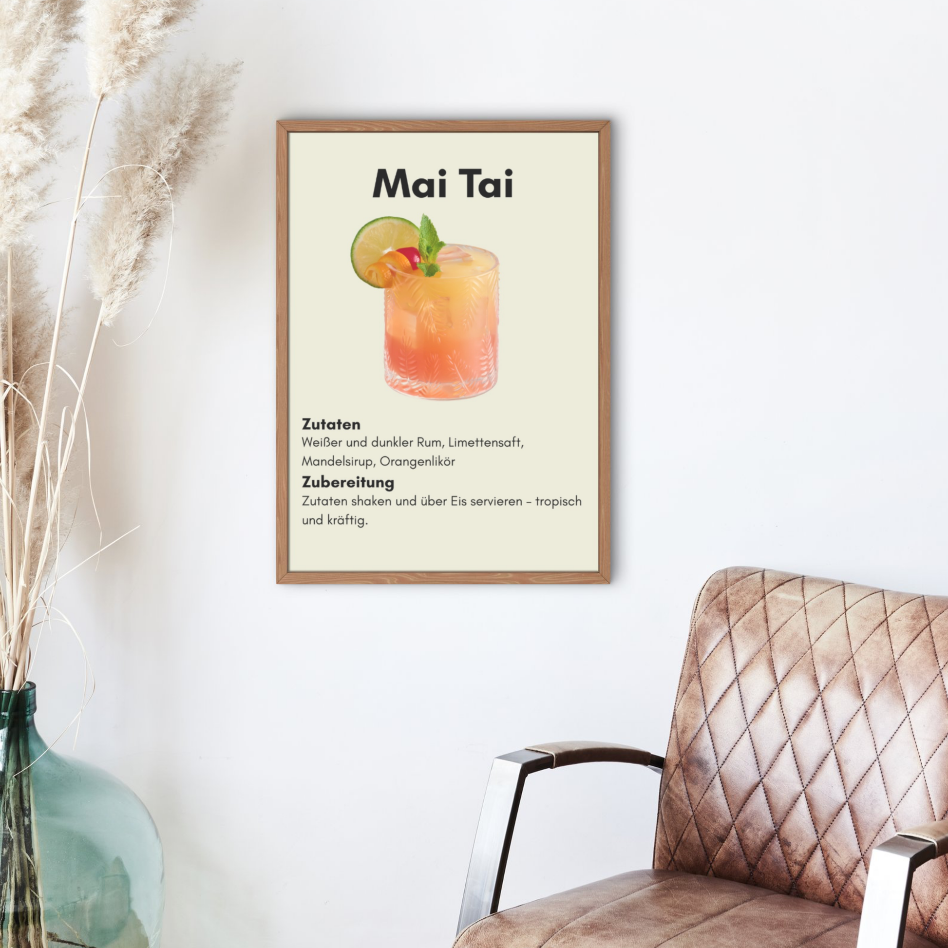 Mai Tai Cocktail Poster – Tiki-Style Wandkunst für Cocktail-Liebhaber (A2/A3/A4)