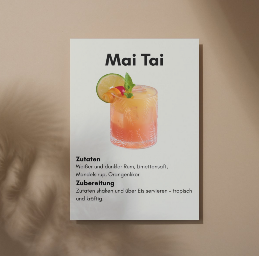Mai Tai Cocktail Poster – Tiki-Style Wandkunst für Cocktail-Liebhaber (A2/A3/A4)