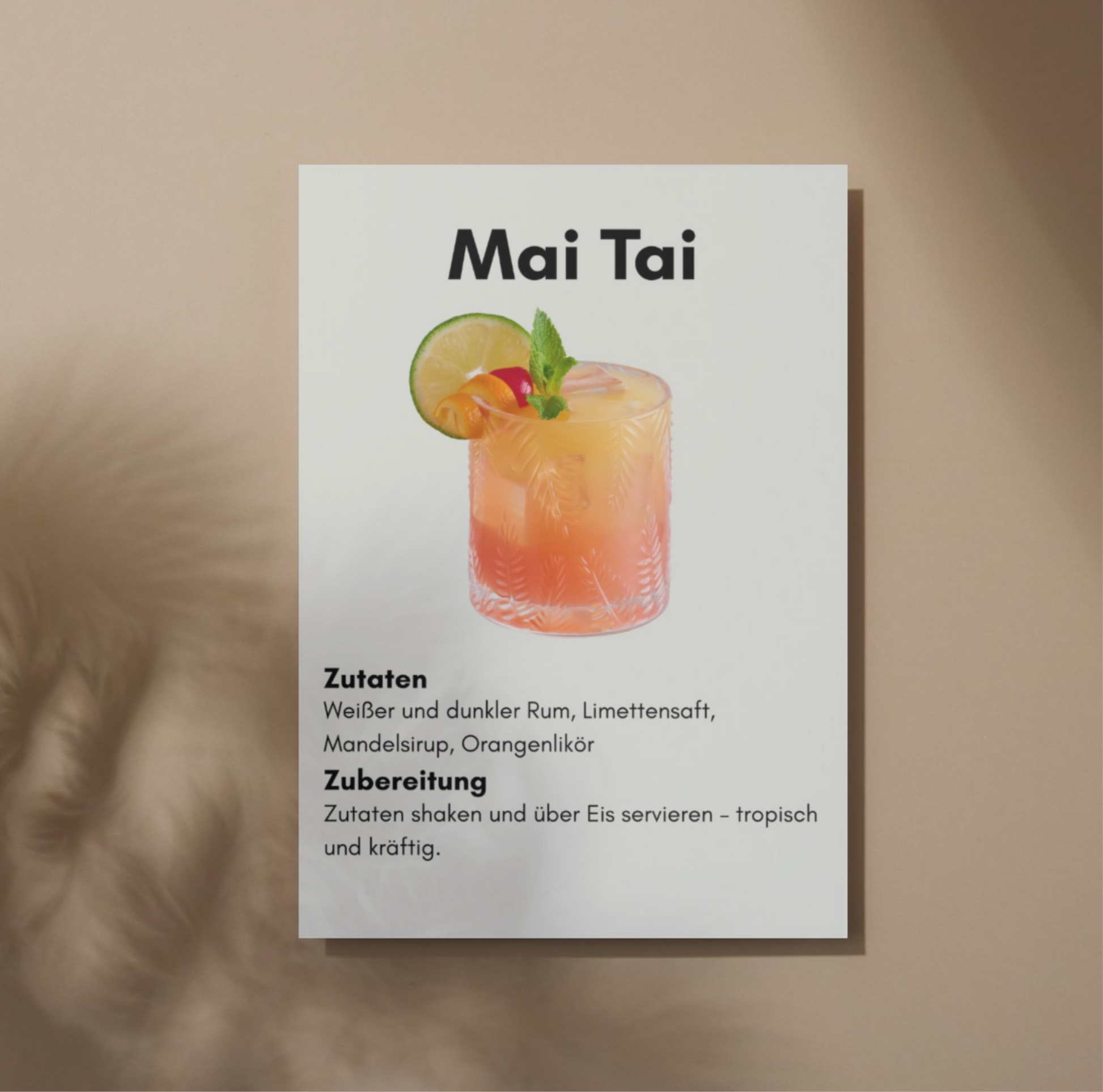 Mai Tai Cocktail Poster – Tiki-Style Wandkunst für Cocktail-Liebhaber (A2/A3/A4)