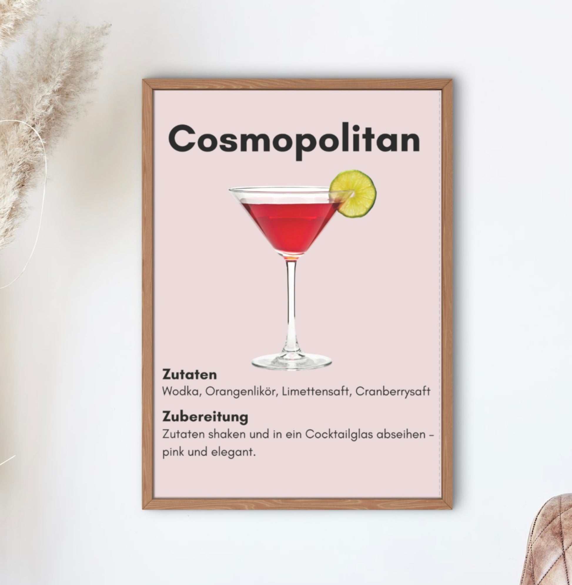 Cosmopolitan Cocktail Poster – Elegante Wanddeko im modernen Bar-Stil (A2/A3/A4)