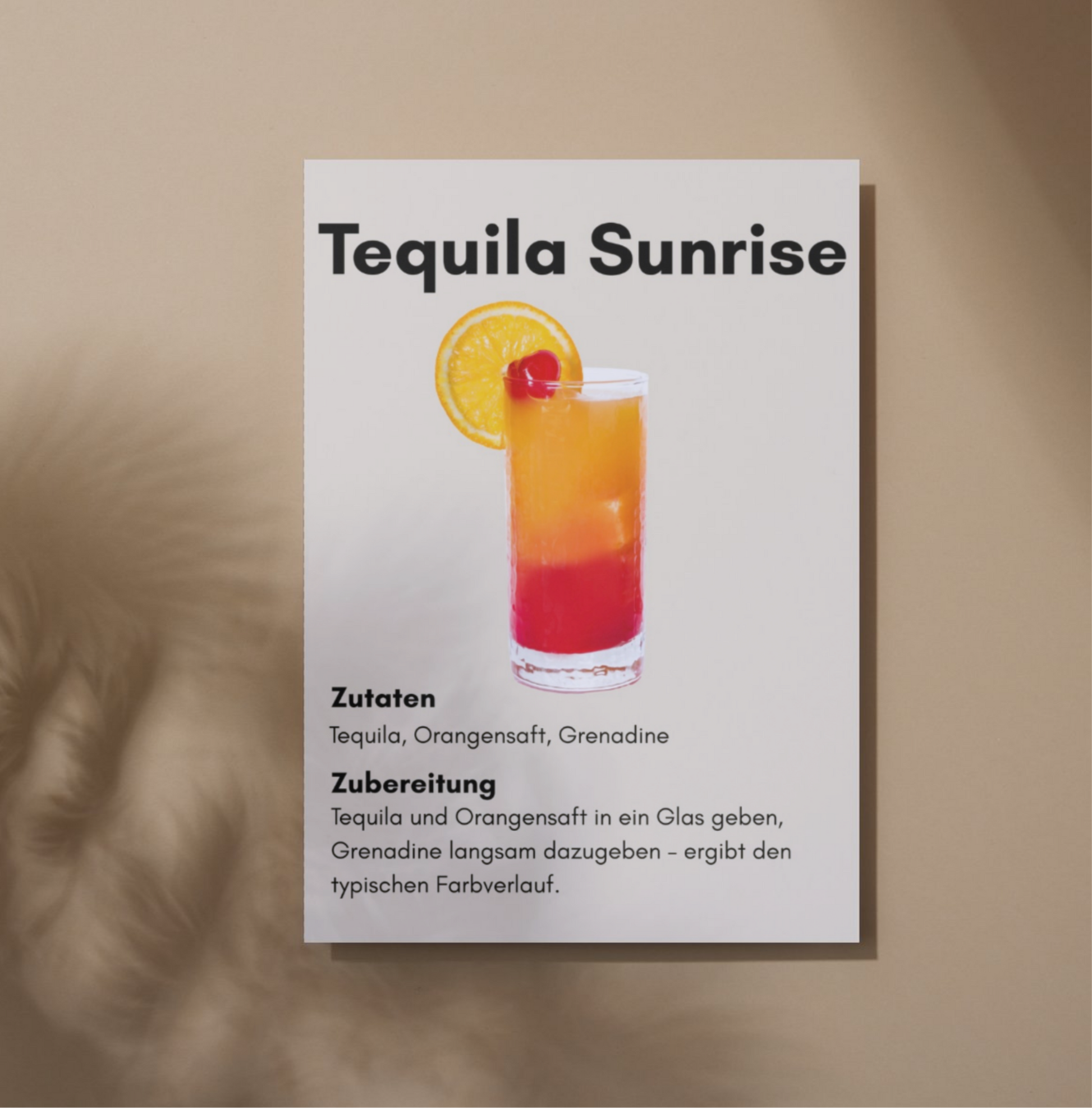 Tequila Sunrise Cocktail Poster – Farbenfrohe Wandkunst mit Sommerfeeling (A2/A3/A4)