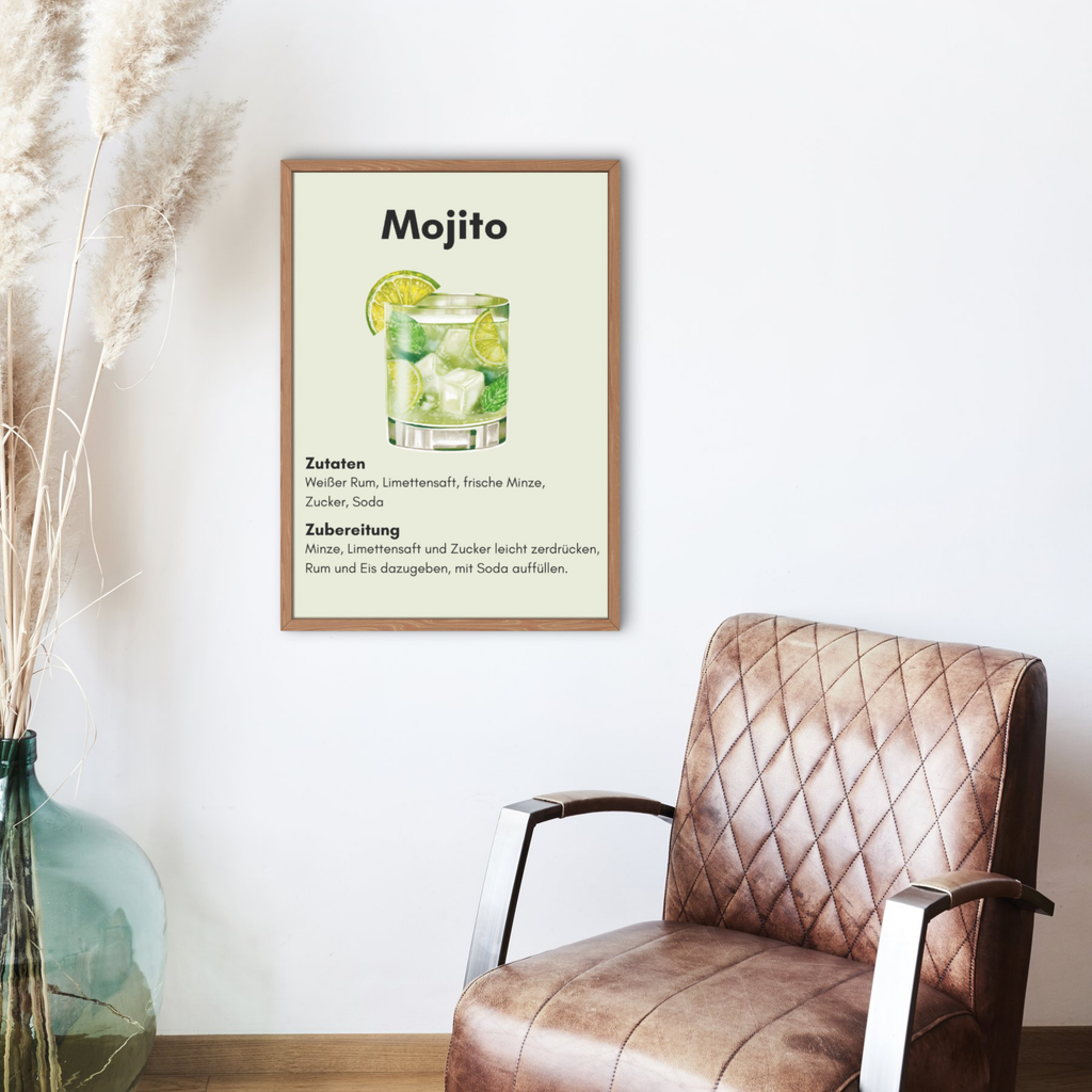 Mojito Cocktail Wandbild– Frische Wanddeko mit Stil für Bar & Küche (A2/A3/A4)