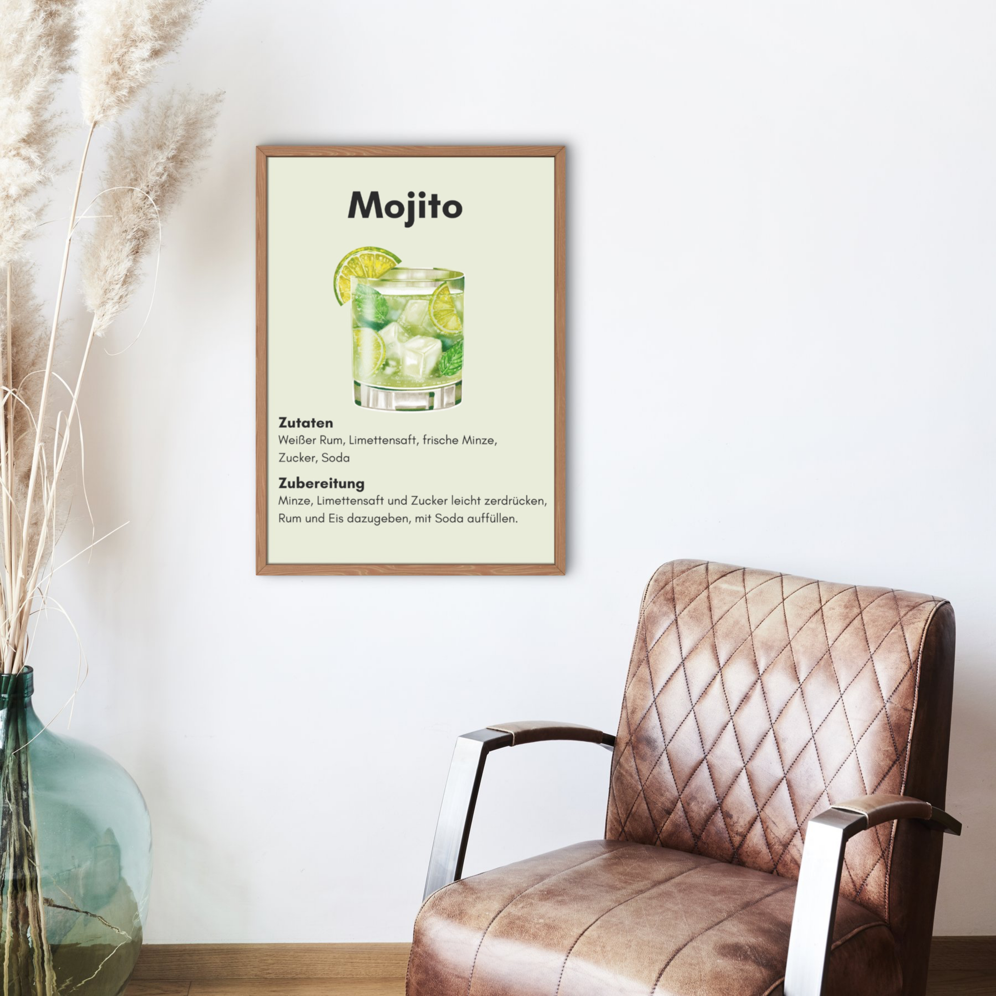 Mojito Cocktail Wandbild– Frische Wanddeko mit Stil für Bar & Küche (A2/A3/A4)