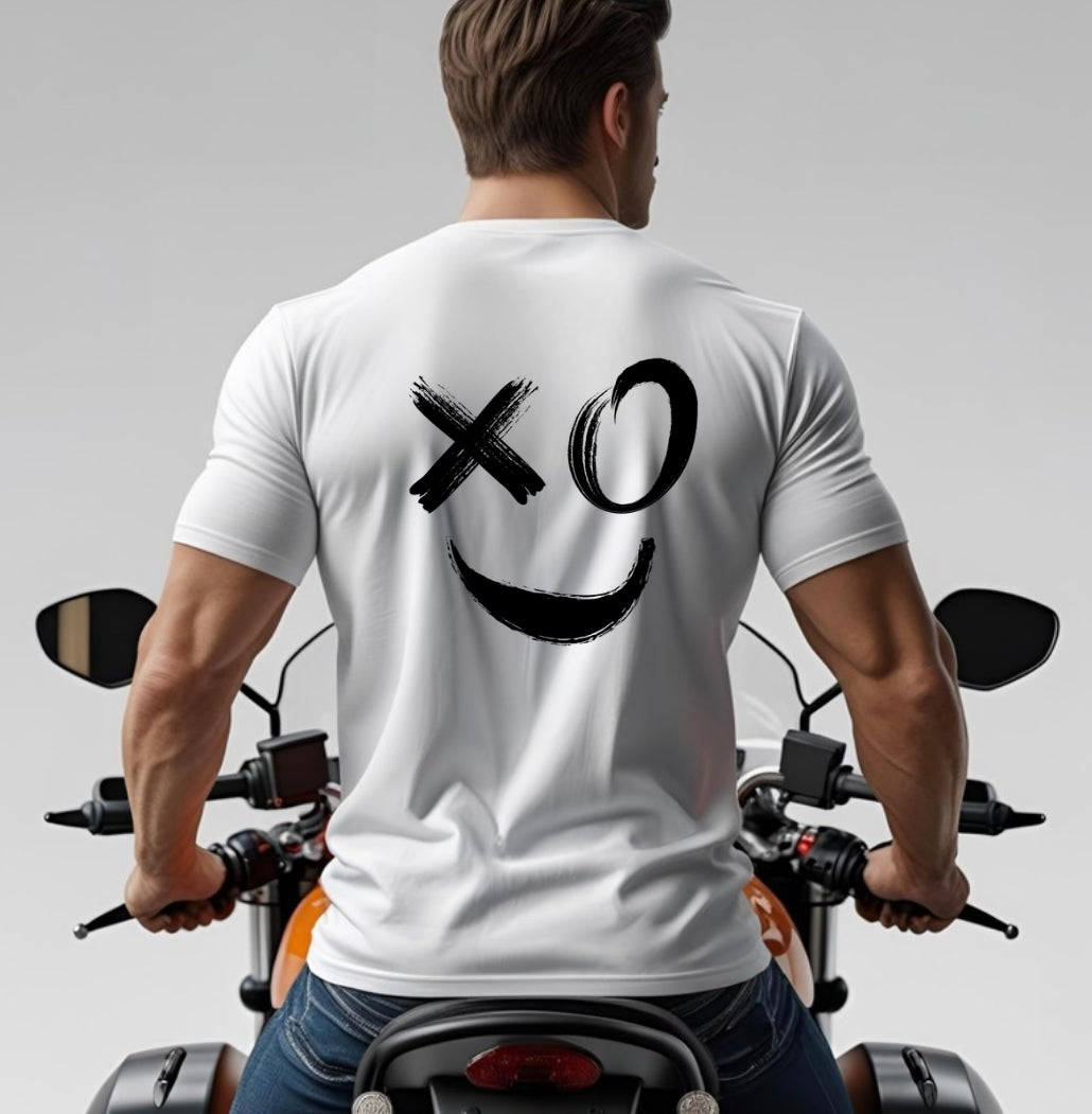 Unisex T-Shirt „XOX Smiley“ – moderner Front- & Backprint Damen & Herren