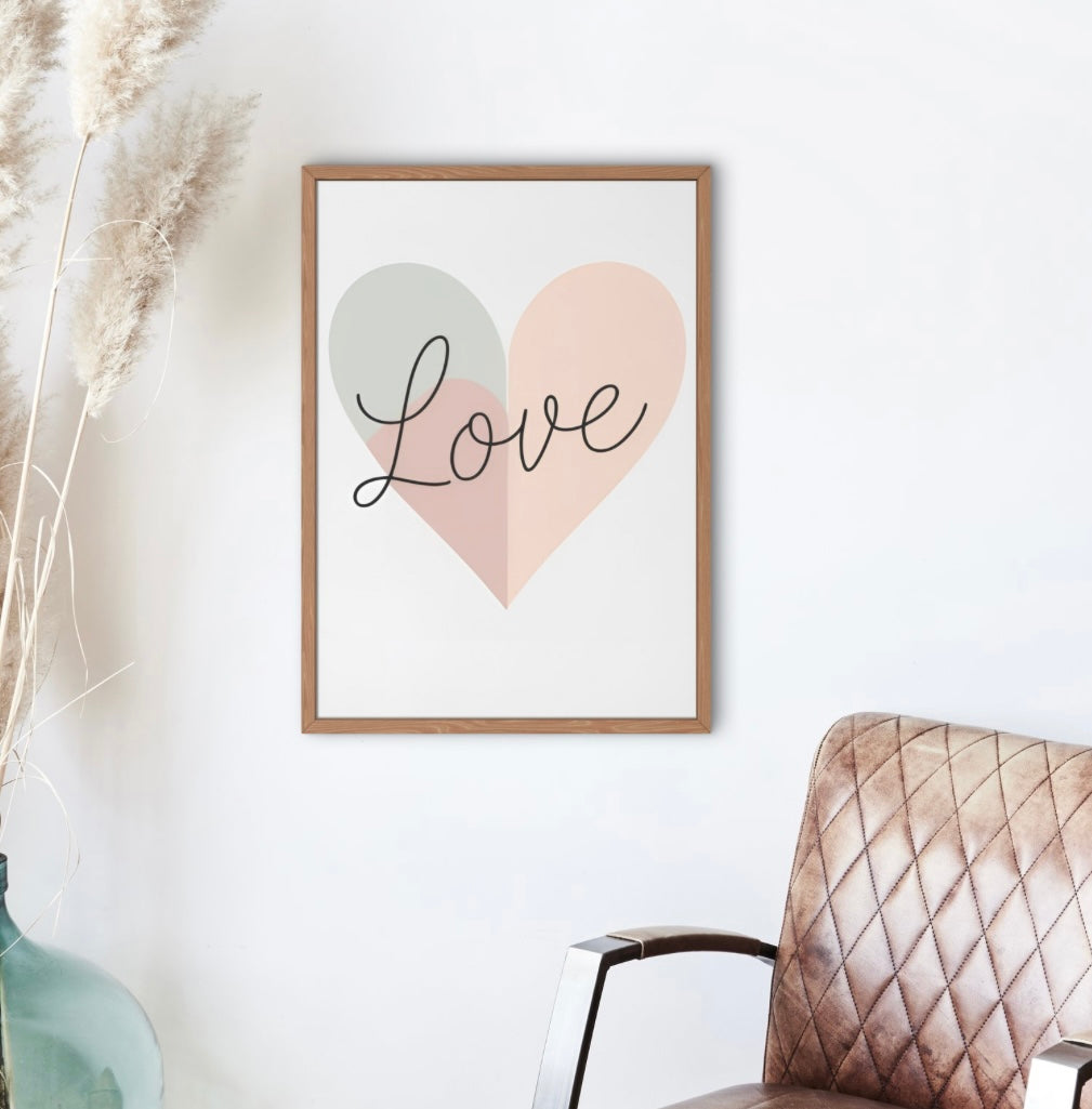 Boho Love Poster A2 A3 A4 – Herz Wandbild – Kunstdruck auf nachhaltigem Papier – Geschenk für Wohnung & Hochzeit