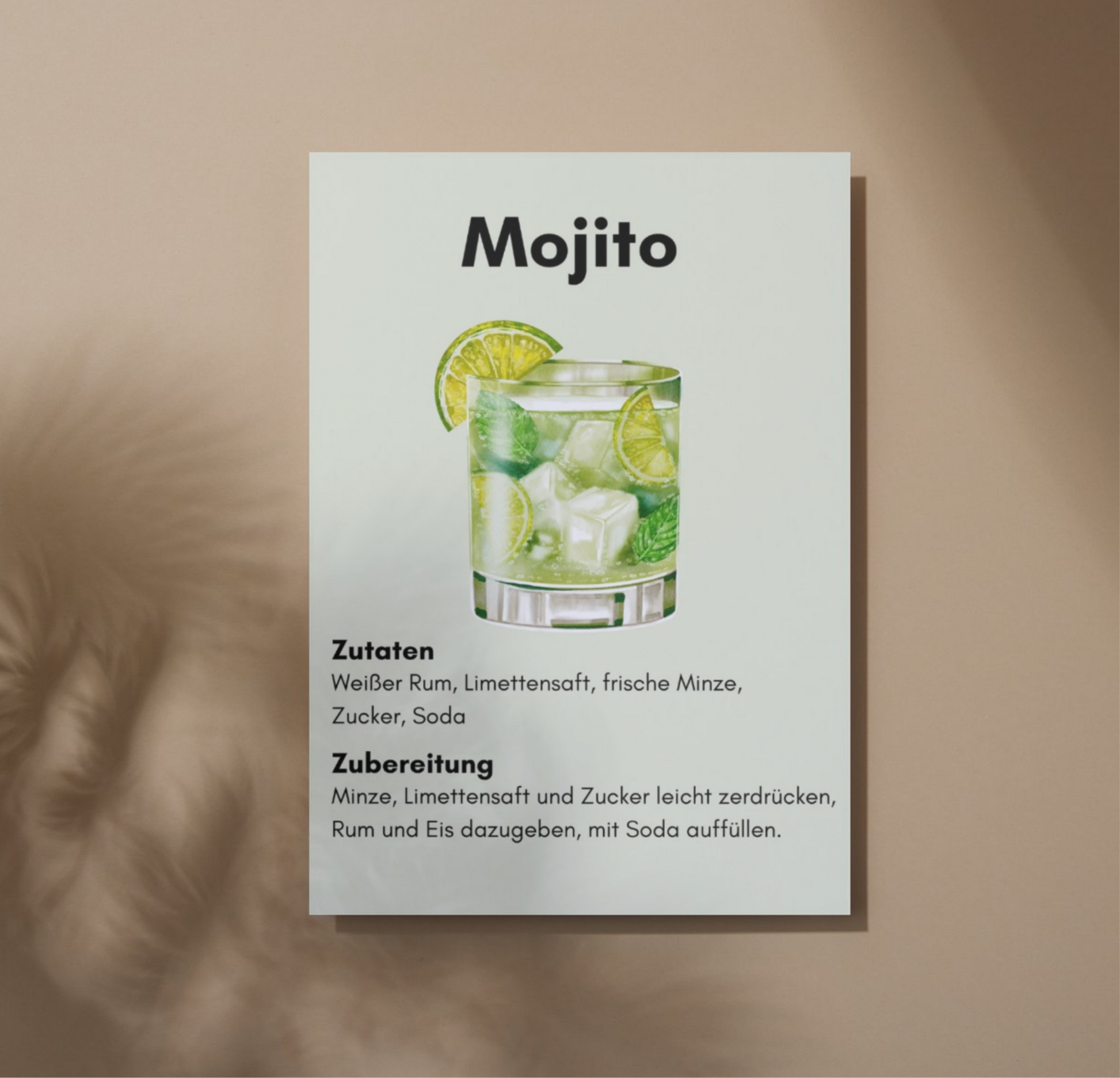 Mojito Cocktail Wandbild– Frische Wanddeko mit Stil für Bar & Küche (A2/A3/A4)